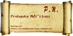 Prohaska Máriusz névjegykártya